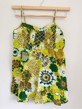 FANG Green & Yellow Floral Smocked Cami